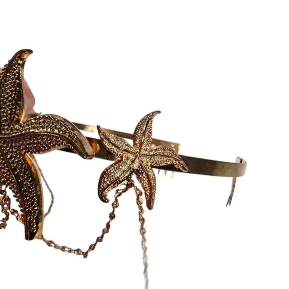 Mermaid Crown Starfish Headband Hair Accessory Splash Ocean Seashore Gold Tone - Picture 10 of 10